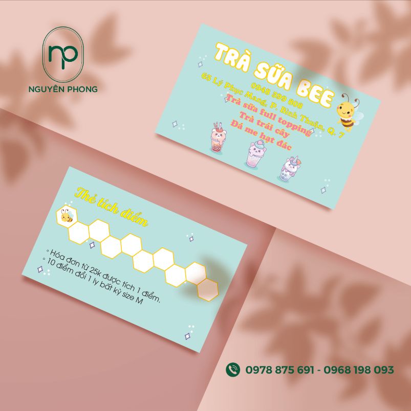 Phiếu tích điểm trà sữa BEE đẹp mắt